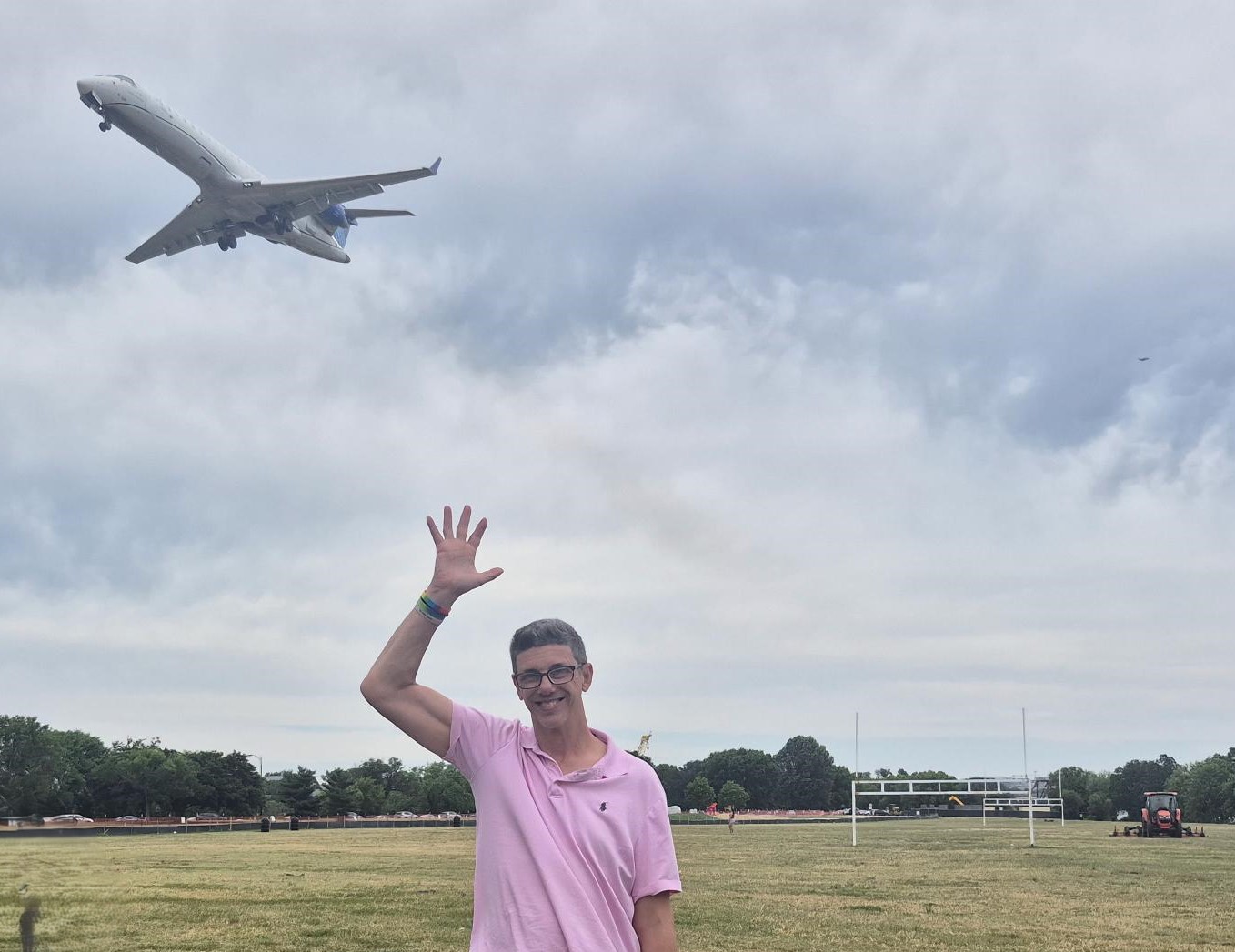 Javi checks out the planes taking off.