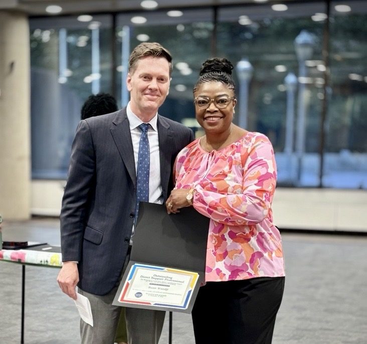 Executive Director Steve Keener and Suzie Wandji celebrate at the InterACC/DD award ceremony.